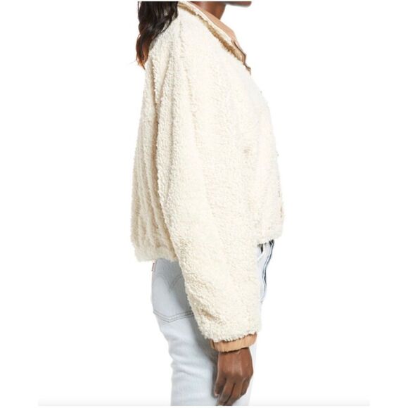 BLANKNYC Faux Shearling with Faux Leather Trim Bomber Jacket, Size XS - Picture 3 of 13